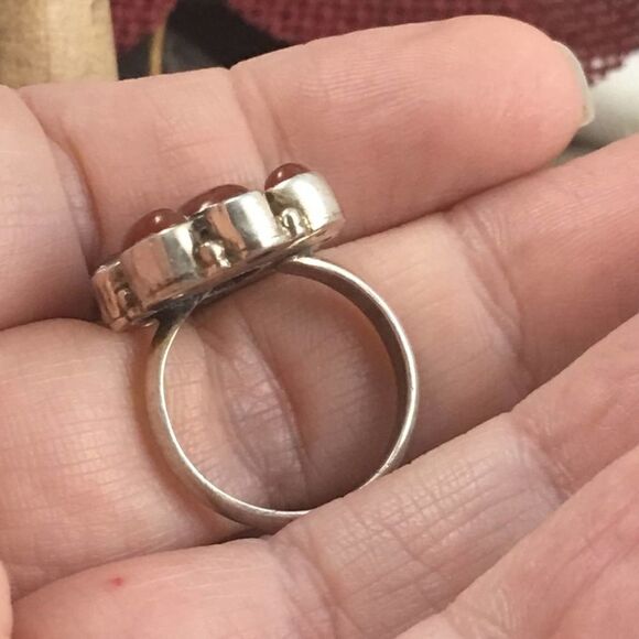 Sterling Carnelian and CZ sterling silver ring 8 - Picture 6 of 8